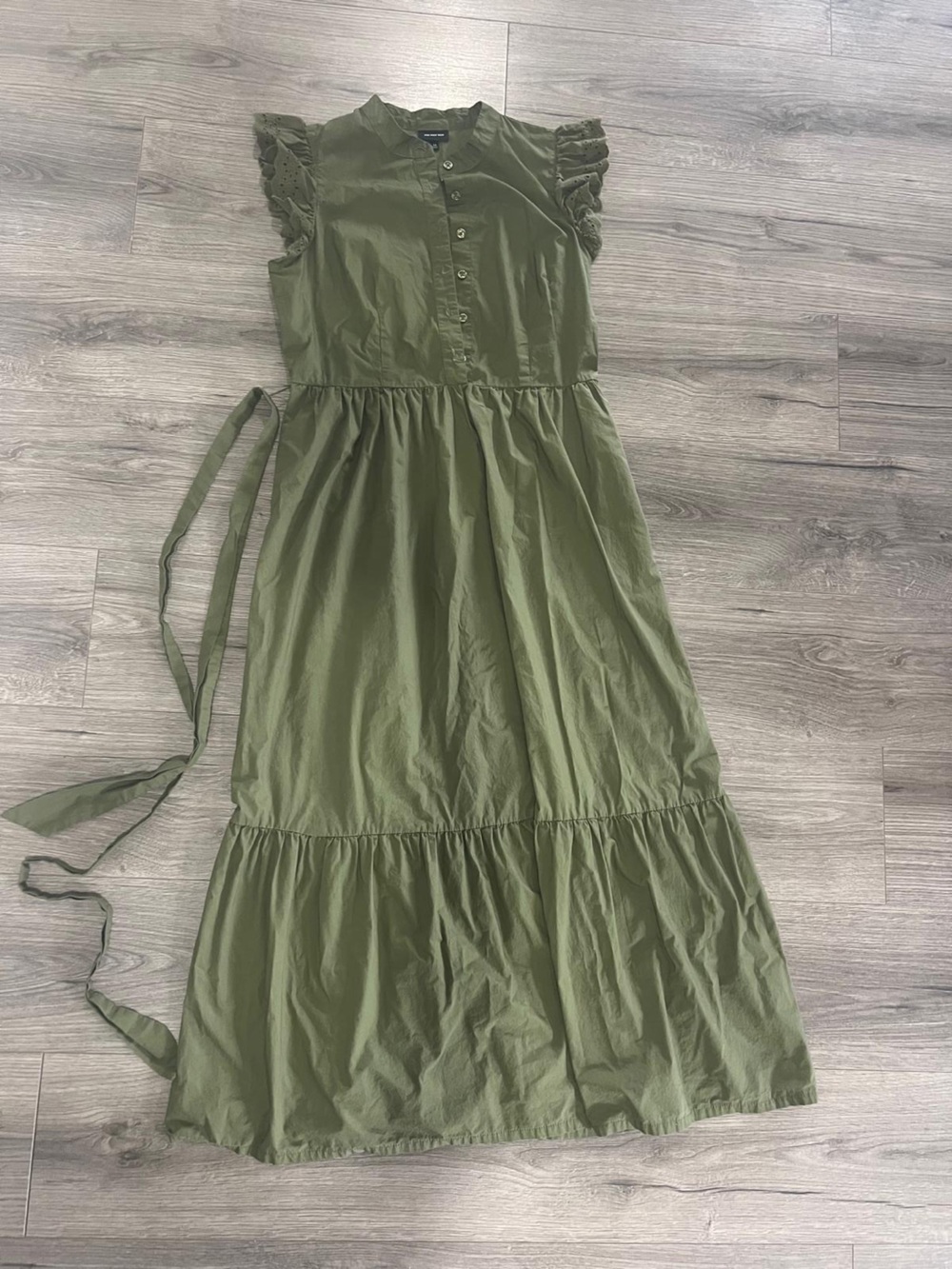 Who What Wear Olive Green Button-Front Dress
